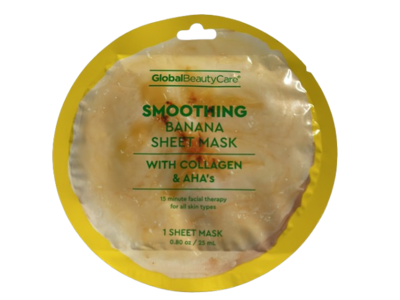Global Beauty Care Smoothing Banana Sheet Mask, Collagen & AHA, 0.8 oz/25 mL