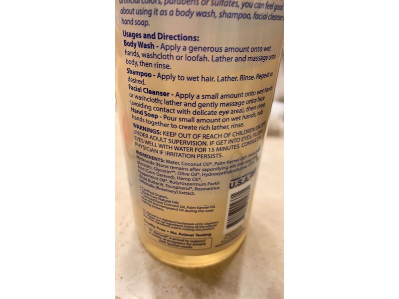 Dr. Natural Pure Castile Liquid Soap, Peppermint, 32 fl oz/944 mL