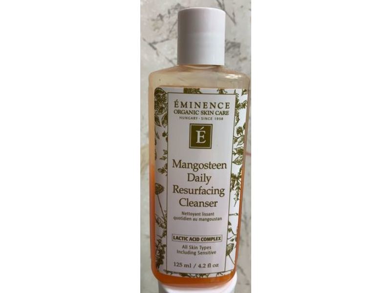 Eminence Organic Skincare Mangosteen Daily Resurfacing Cleanser, Lactic Acid Complex, 4.2 fl oz/125 mL