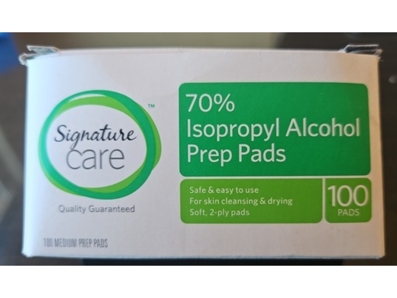 Signature Care 70% Isopropyl Alcohol Prep Pads, 100 Count