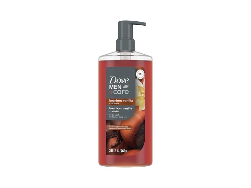 Dove Men + Care Moisturizing Body Wash, Bourbon Vanilla, 26 fl oz/769 mL