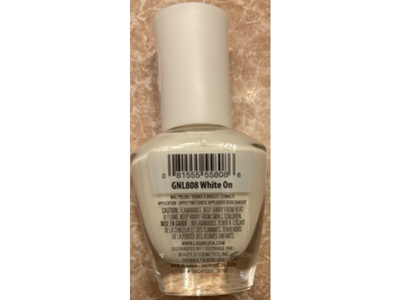 L.A. Girl Color Pop Nail Polish, GNL808 White On, 0.47 fl oz/14 mL