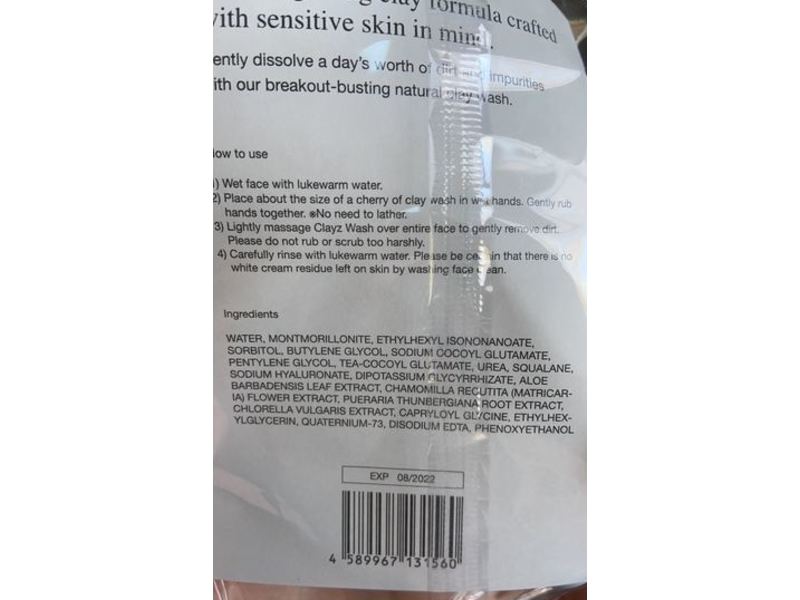 b. glen Clay Wash Mild Facial Cleanser, Natural Clay, 0.53 oz/15 g