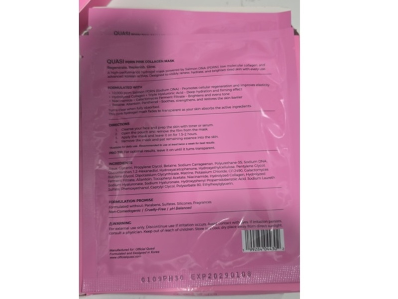 Quasi Hydrolyzed Collagen Mask, Salmon DNA, PDRN, 40 g, Pack Of 4