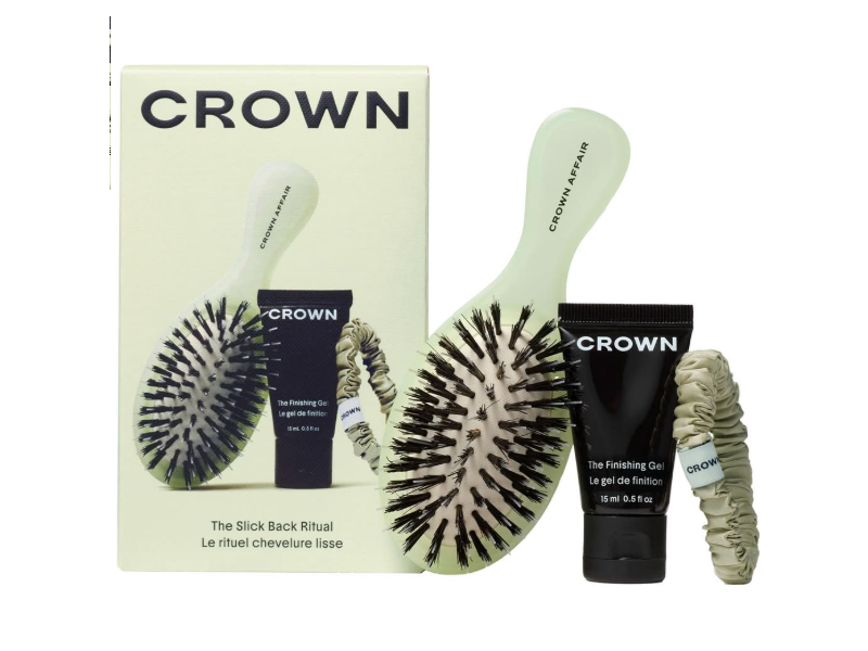 Crown Affair The Slick Back Ritual Trio, Finishing Gel + Mini Brush + Scrunchie, 0.5 fl oz/15 mL