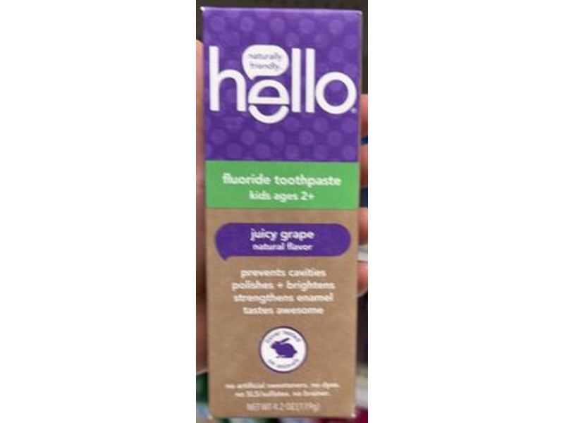 Hello Kids Fluoride Toothpaste, Juicy Grape, 4.2 oz/119 g, Pack Of 4
