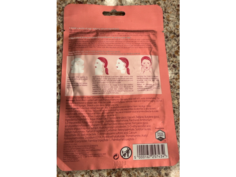 No 7 Restore & Renew Face & Neck Multi Action Serum Boost Face Mask Sheet, 0.82 oz