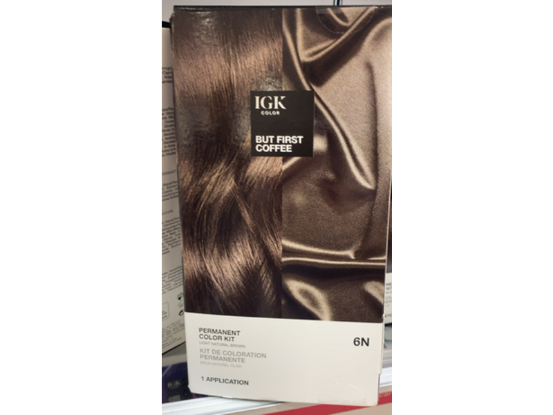 IGK Permanent Color Kit, Light Natural Brown 6N, 2.5 fl oz/75 mL