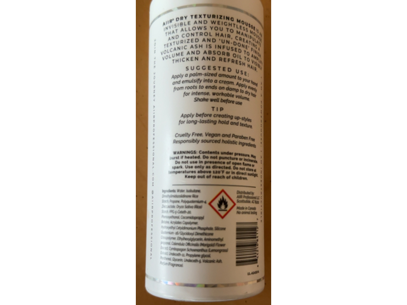 Aiir Dry Texture Hair Mousse, 6.5 oz/191 mL