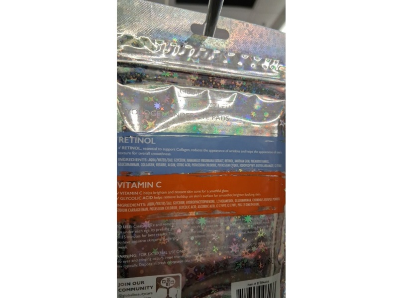 Global Beauty Care Hydrogel Under-Eye Pads, Vitamin C + Retinol, 2 Count, Pack Of 5