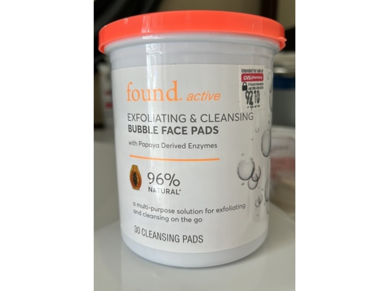 Found Active Exfoliating & Cleansing Bubble Face Pads, 30 Count