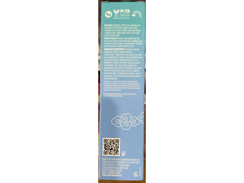 Pacifica Wake Up Beautiful Waterless Cleansing Balm, Quinoa, Mushroom, 2.5 fl oz/75 mL