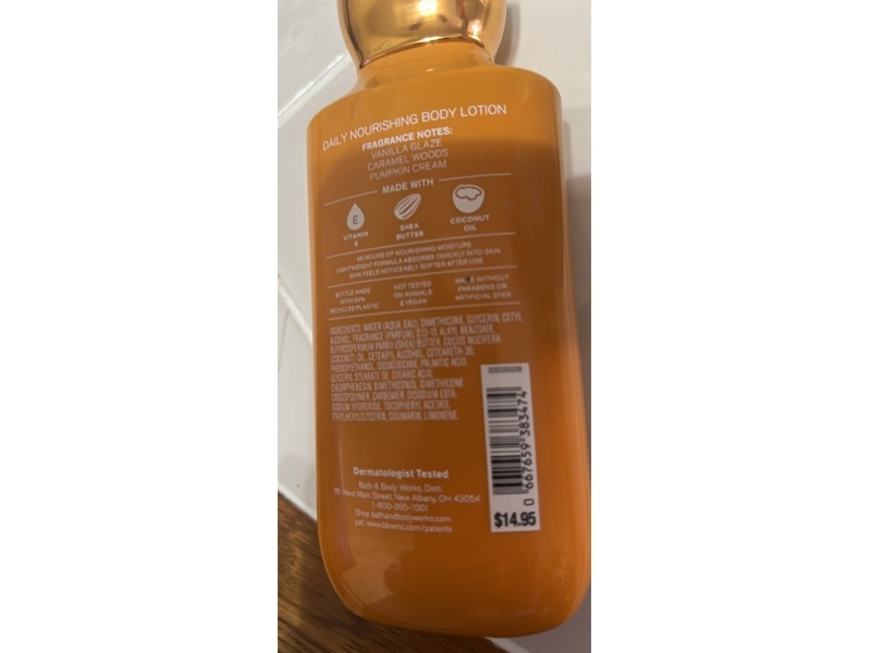 Bath & Body Works Daily Nourishing Body Lotion, Glazed Pumpkin, 8 fl oz/236 mL