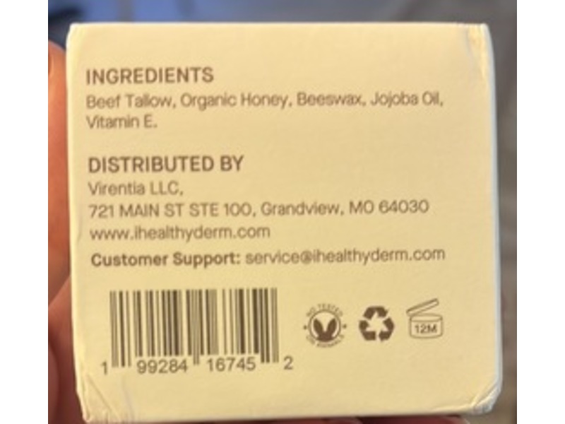 HealthyDerm Tallow Honey Balm, Raw Honey, 2 oz/60 g