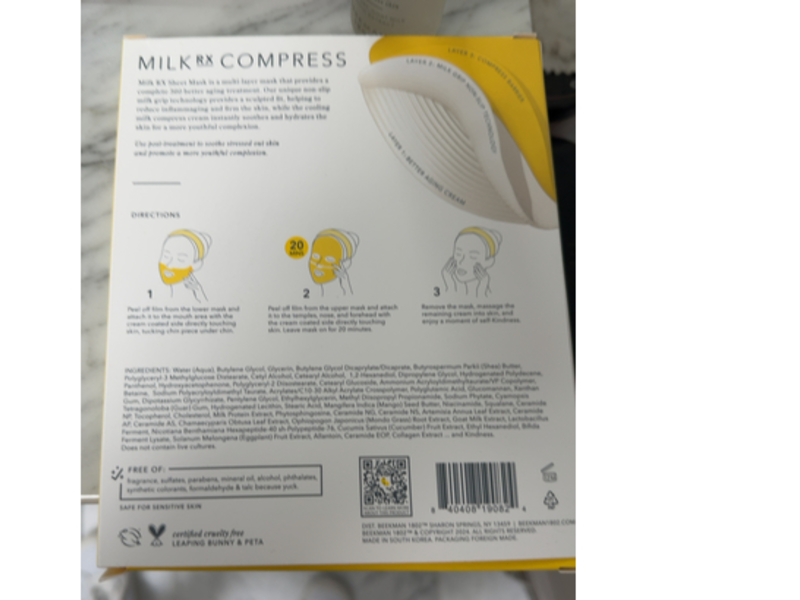 Beekman 1802 Milk Compress Cream-Infused Mask, 0.85 oz/24 g, 1 Count
