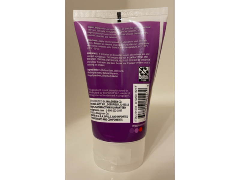 Walgreens lubricating gel, Compare to Astroglide, 4 oz/113 g