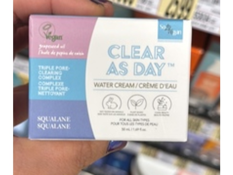 Solo Vegan Clear As Day Water Cream, Squalane, 1.69 fl oz/50 mL