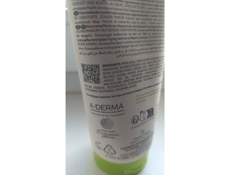 A-Derma Exomega Control Repairing Emollient Night Cream, 200 mL
