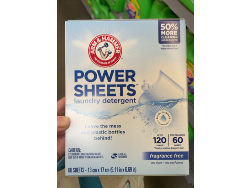 Arm & Hammer Power Sheets Laundry Detergent, 120 Loads, 60 Sheets