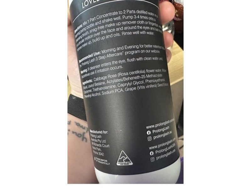 Prolong Lash Shampoo Eyelash Extensions & Daily Facial Cleaner, 33.8 fl oz/1 L