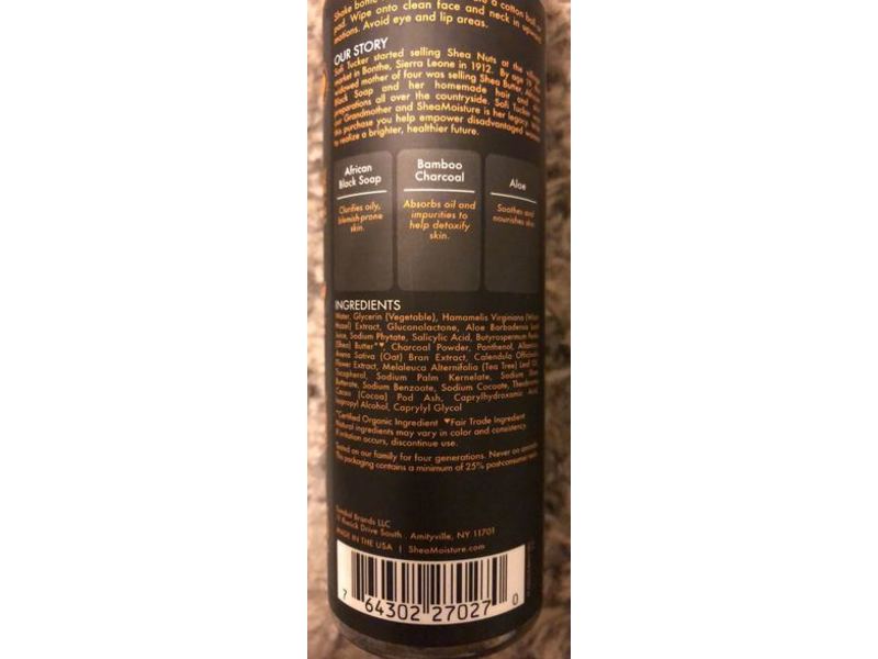 SheaMoisture Bamboo Charcoal Detoxifying Toner With Aloe, African Black Soap, 4.5 fl oz/133 mL