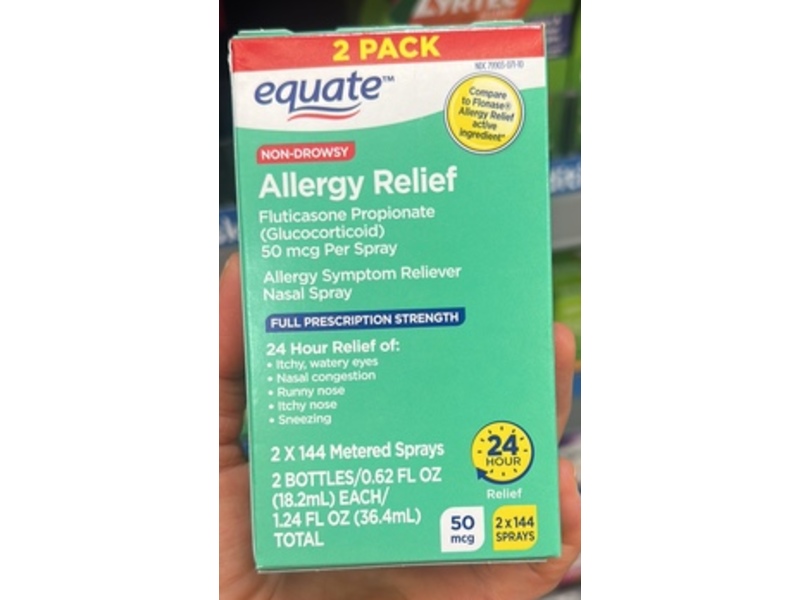 Equate Non-Drowsy Allergy Relief Nasal Spray, 1.24 fl oz/36.4 mL, Pack Of 2