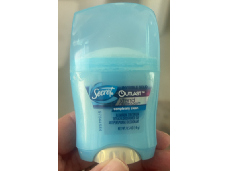 Secret Outlast Invisible Solid Antiperspirant/Deodorant, Completely Clean, 0.5 oz/14 g, Pack of 3