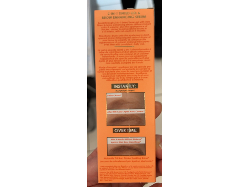 Grande Cosmetics Brow 2 In 1 Tinted Gel + Enhancing Serum, Light, 0.12 fl oz/3.5 mL