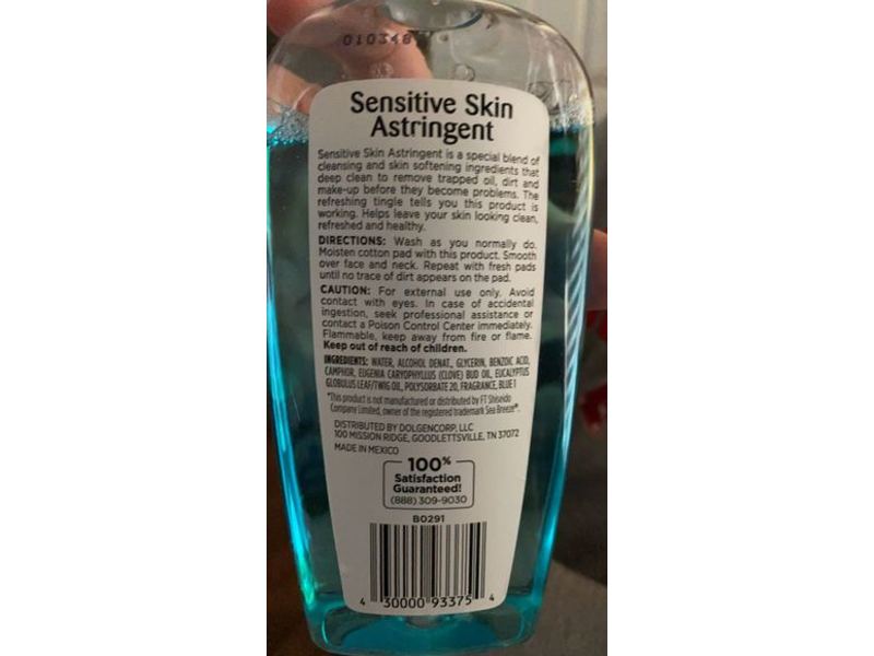 DG body Sensitive Skin Astringent, 10 fl oz/296 mL