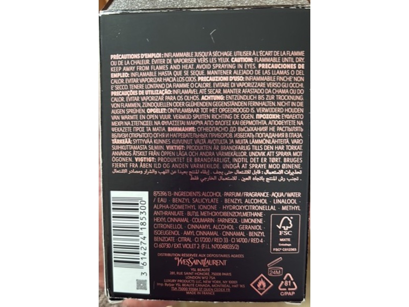 Yves Saint Laurent Eau De Parfum Glitter, Black Opium, 1.6 fl oz/50 mL