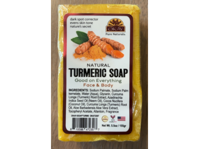 Okay Pure Naturals Natural Turmeric Soap, 5.5 oz/155 g