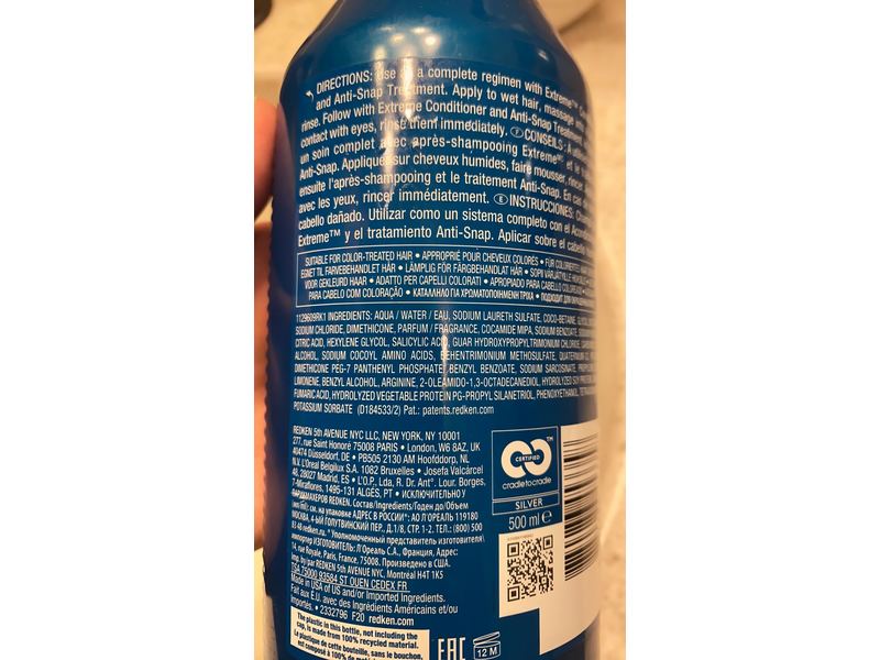 Redken Extreme Shampoo, Protein+ 3%, 16.9 fl oz/500 mL