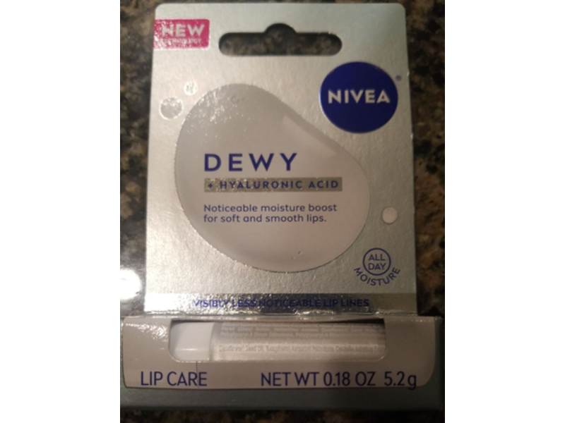 Nivea Lip Care, Dewy + Hyaluronic Acid, 0.18 oz Pack Of 4