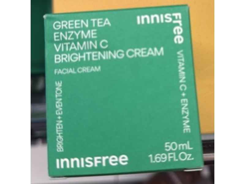 Innisfree Brightening Facial Cream, Green Tea Enzyme Vitamin C, 1.69 fl oz/50 mL