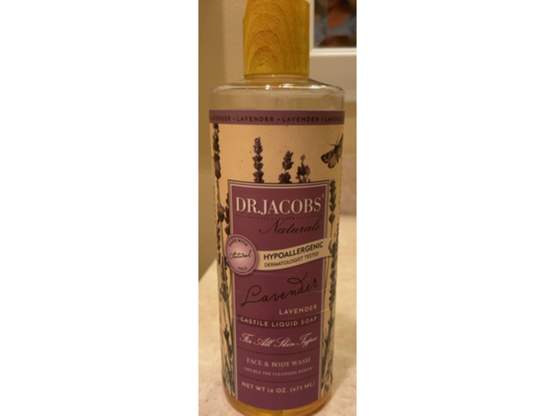 Dr. Jacobs Naturals Pure Castile Liquid Soap Face & Body Wash, Lavender, 16 oz/473 mL