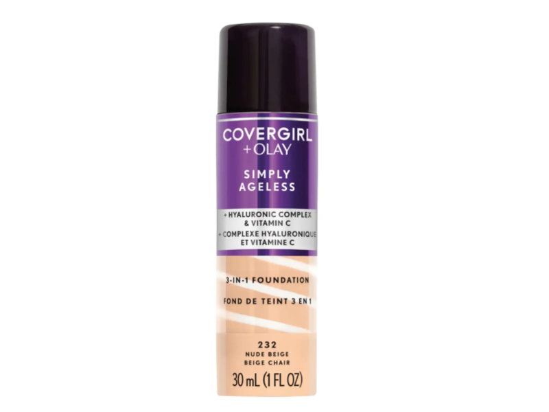 CoverGirl+Olay Simply Ageless 3-In-1 Foundation, 232 Nude Beigel,1 fl oz/30 mL