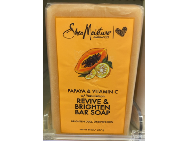 SheaMoisture Revive & Brighten Bar Soap, Papaya & Vitamin C, 8 oz/227 g, Pack Of 2