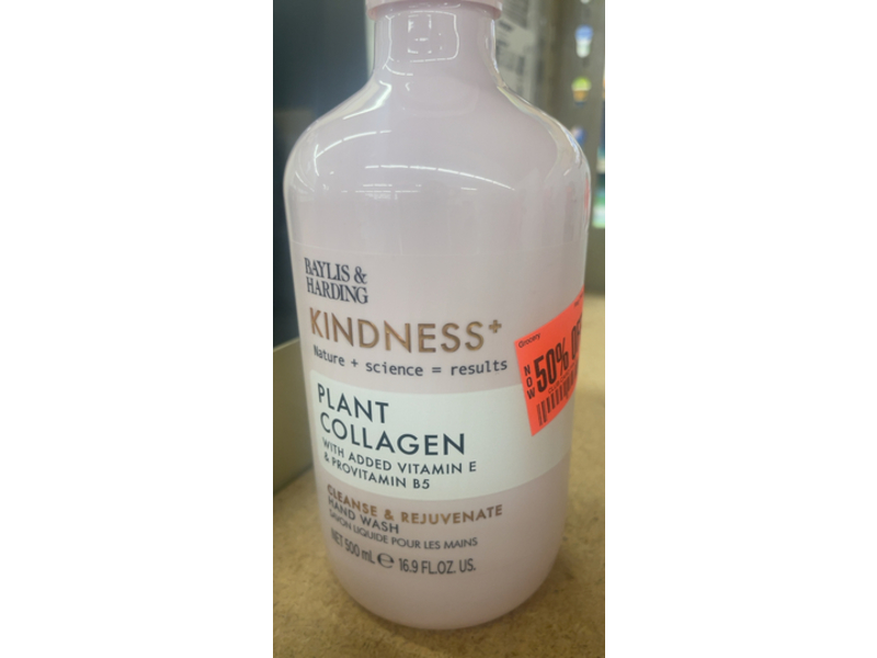 Baylis & Harding Kindness+ Cleanse & Rejuvenate Hand Wash, Plant Collagen, Vitamin E & Provitamin B5, 16.9 fl oz/500 mL, Pack Of 3