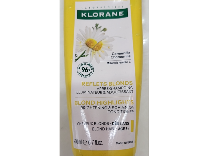 Klorane Blond Highlights Brightening & Softening Conditioner, Chamomile, 6.7 fl oz/200 mL