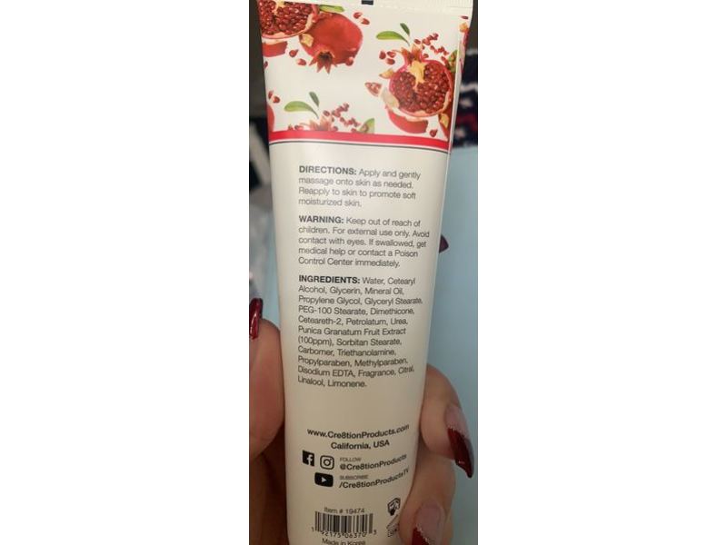 Cre8tion Hand And Body Lotion, Pomegranate, 3.3 fl oz/100 ml