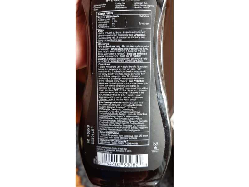 Australian Gold Instant Bronzer Spray Gel Sunscreen, SPF 30, 8 fl oz/237 mL, Pack Of 2