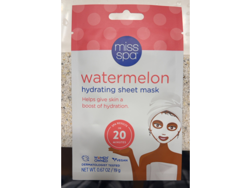 Miss Spa Hydrating Sheet Mask, Watermelon, 0.67 oz/19 g