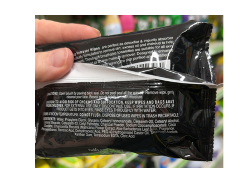 Clarisse Makeup Remover Towelettes, Charcoal, 30 Count