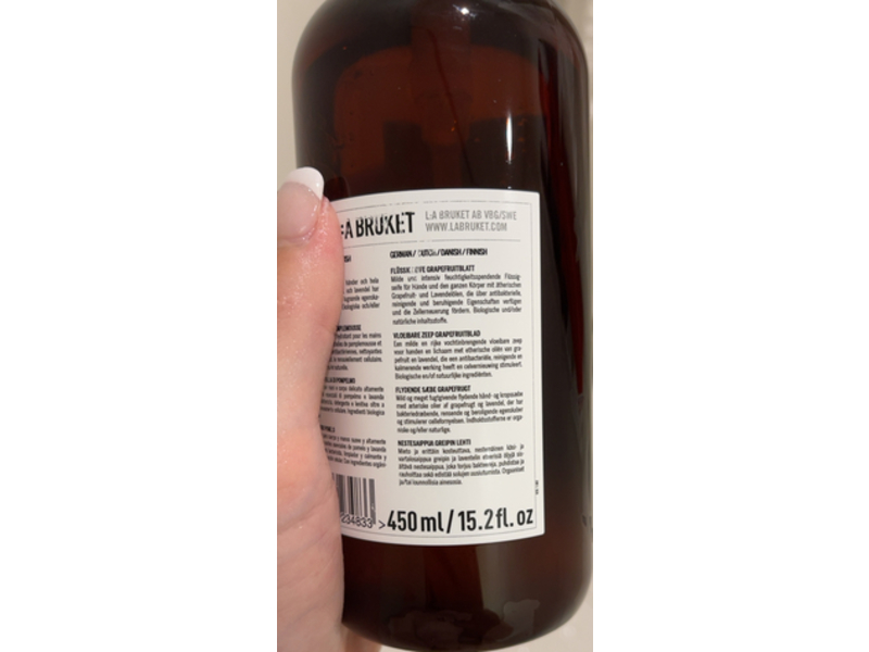 L:a Bruket Hand & Body Wash, No. 194, Grapefruit Leaf, 15.2 fl oz/450 mL