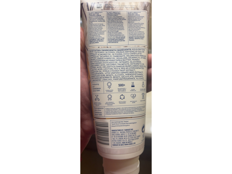 Korres Elasti-Smooth Body Butter, Candied Lemon, 13.53 fl oz/400 mL