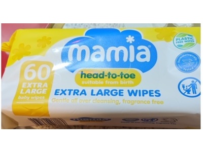 Mamia Head-To-Toe Baby Wipes, Extra Large, 60 Count