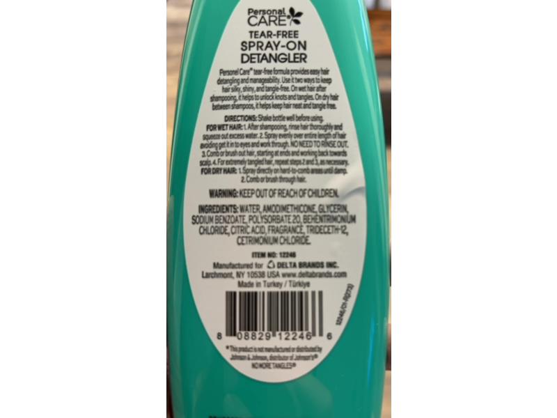 Personal Care Spray On Detangler, 8 fl oz/236 mL