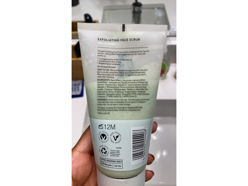 Boots Exfoliating Face Scrub, Tea Tree & Witch Hazel, 5 fl oz/150 mL