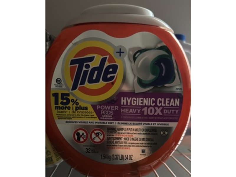 Tide Hygienic Clean Heavy 10x Duty Power Laundry Pods, Spring Meadow, 54 oz/1.54 kg, 32 Count