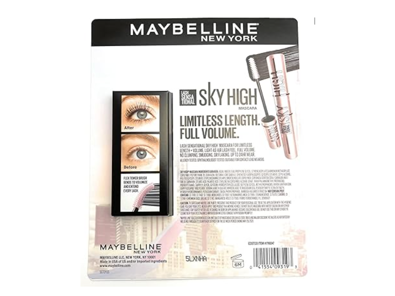 Maybelline New York Sky High Mascara, Blackest Black, 0.24 fl oz/7.2 mL